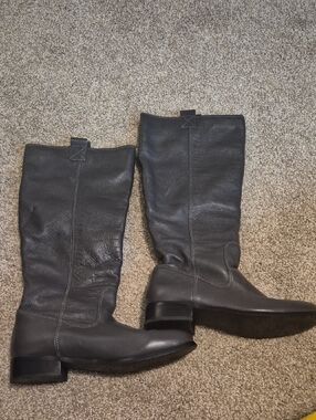 Tall Gray Leather Riding Lumiani  Boots 9M